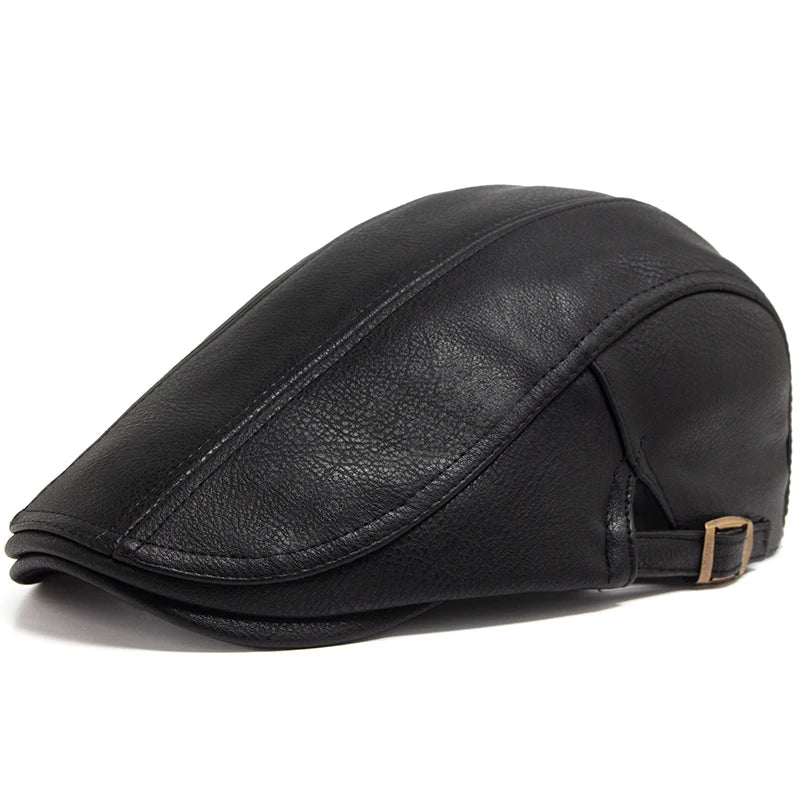 Boina Inglesa de Couro Masculina Luzzano LN375 clássica, com couro premium e design elegante, perfeita para visuais casuais ou formais com conforto.