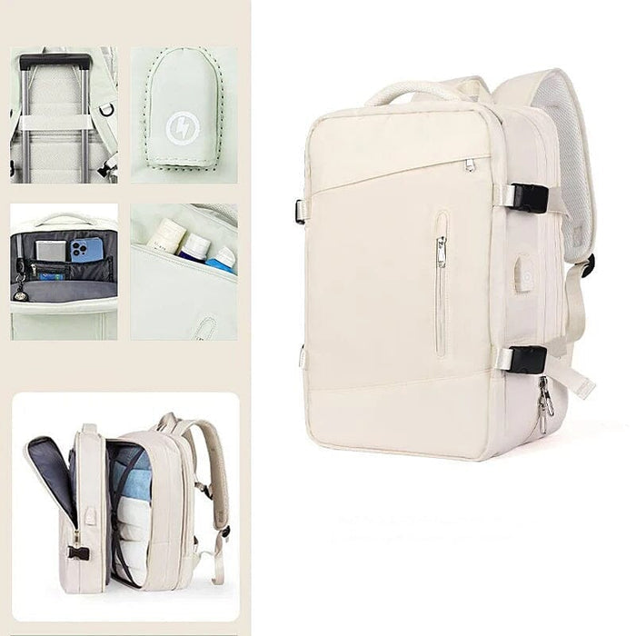 Mochila Viagem Moderna Luzzano LN425 confortável, com nylon resistente e USB embutido, perfeita para viagens ou trabalho com estilo e praticidade.