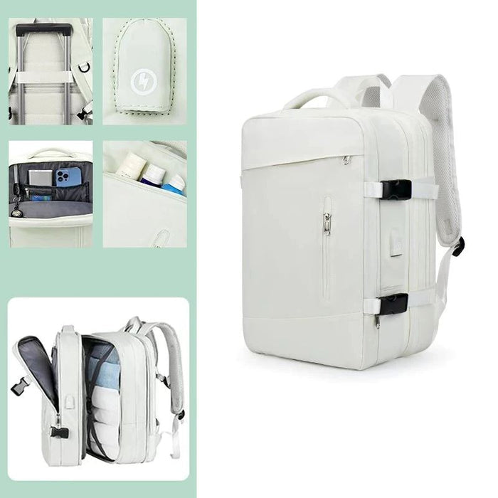 Mochila Viagem Moderna Luzzano LN425 confortável, com nylon resistente e USB embutido, perfeita para viagens ou trabalho com estilo e praticidade.