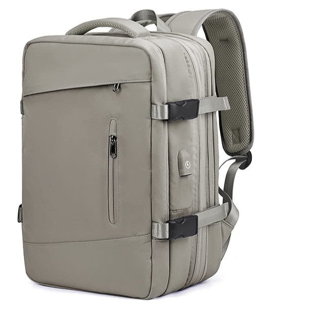 Mochila Viagem Moderna Luzzano LN425 confortável, com nylon resistente e USB embutido, perfeita para viagens ou trabalho com estilo e praticidade.