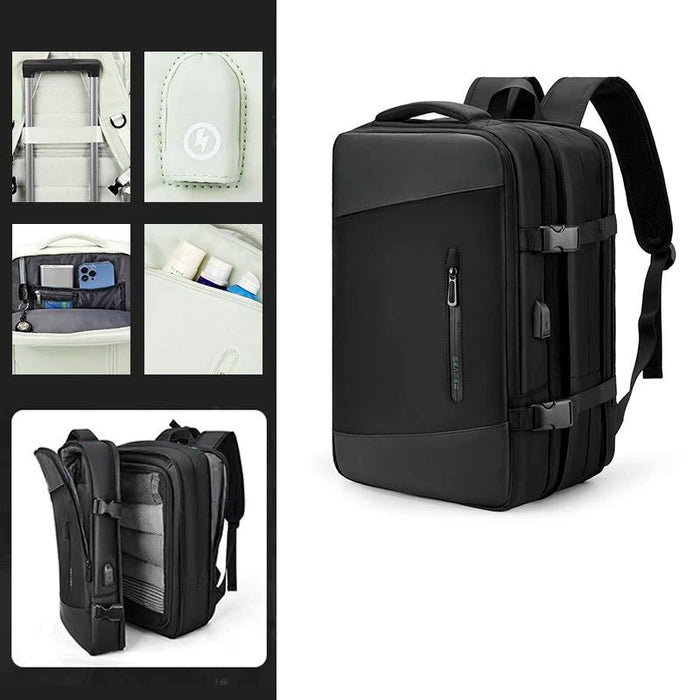 Mochila Viagem Moderna Luzzano LN425 confortável, com nylon resistente e USB embutido, perfeita para viagens ou trabalho com estilo e praticidade.
