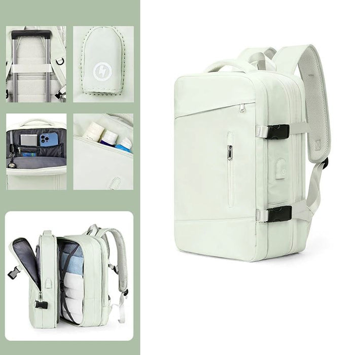 Mochila Viagem Moderna Luzzano LN425 confortável, com nylon resistente e USB embutido, perfeita para viagens ou trabalho com estilo e praticidade.