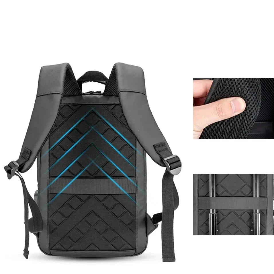 Mochila Executiva Luzzano LN419 moderna, com USB e tecido impermeável, para notebook 15,6", perfeita para trabalho ou viagens com estilo.