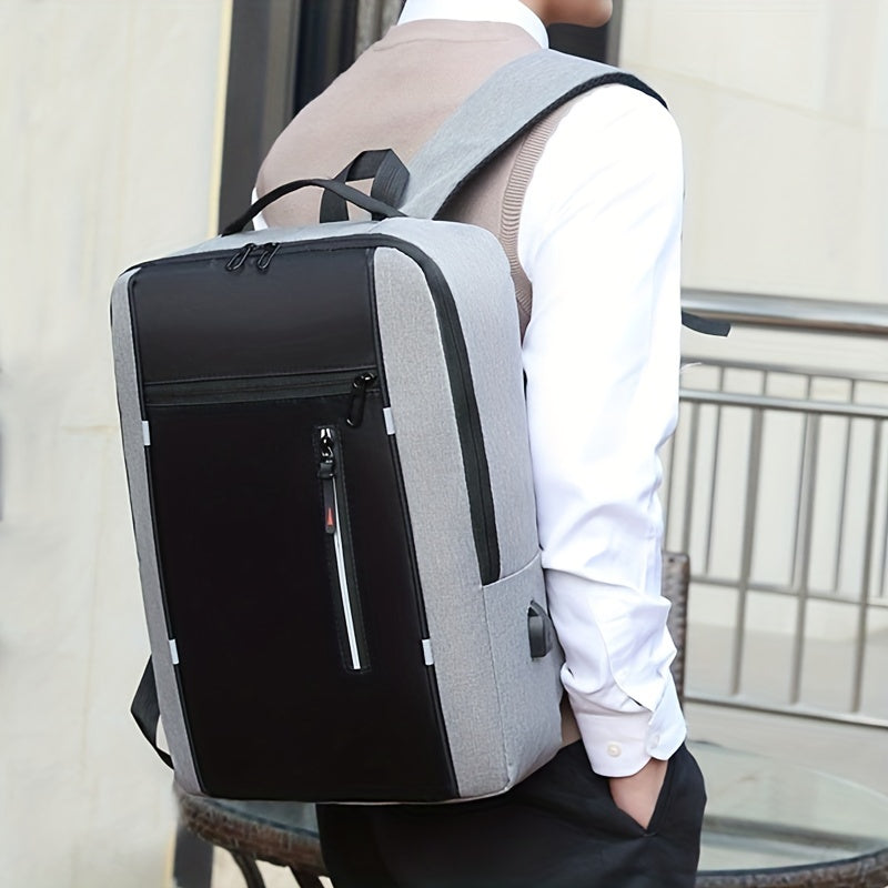 Mochila Executiva Luzzano LN420 minimalista, com porta USB e poliéster impermeável, perfeita para laptop no trabalho ou estudos com conforto.