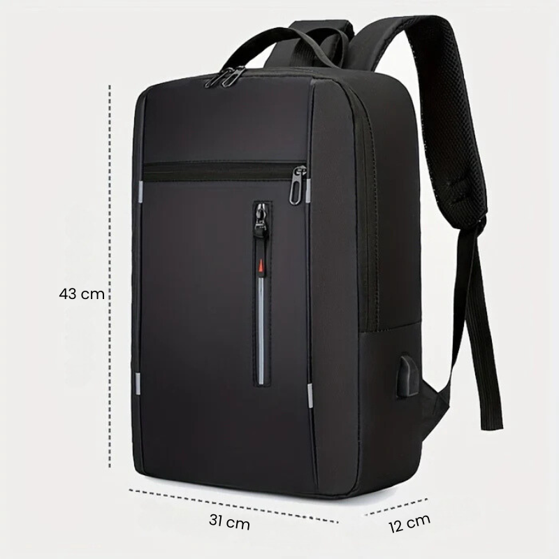 Mochila Executiva Luzzano LN420 minimalista, com porta USB e poliéster impermeável, perfeita para laptop no trabalho ou estudos com conforto.