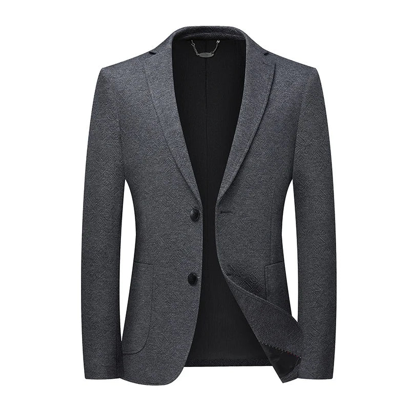 Blazer Masculino Luzzano LN028, feito em tecido elástico de malha premium, com design moderno, caimento impecável e praticidade para um visual elegante.