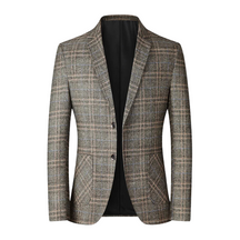 Blazer Masculino em Lã Quadriculado Luzzano LN031, confeccionado em lã premium, com modelagem slim fit, estampa xadrez sofisticada e bolsos funcionais.