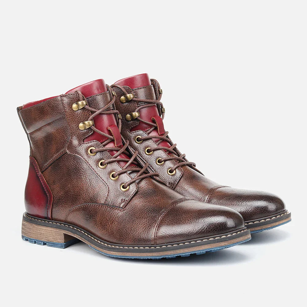 Bota Masculina em Couro Luzzano LN156, couro premium, solado emborrachado, interior acolchoado e design moderno para resistência e conforto.