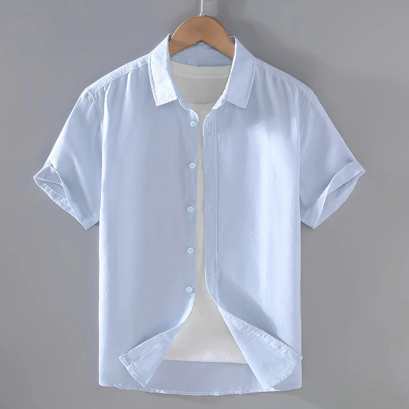 Camisa de Linho Masculina Luzzano LN004, feita com linho nobre, caimento impecável e acabamento sofisticado, perfeita para eventos sociais.