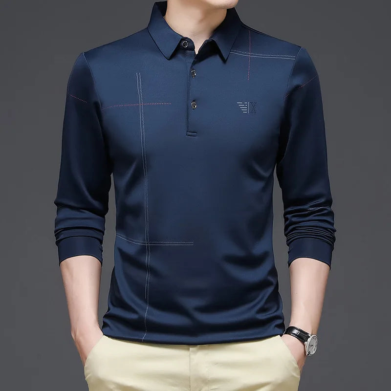 Camisa Polo Manga Comprida Masculina Luzzano LN052 com modelagem sofisticada, tecido premium e caimento impecável para um visual refinado.