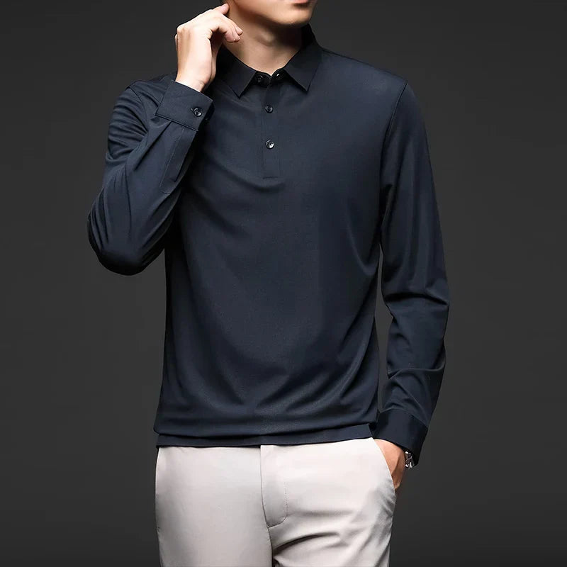 Camisa Polo Manga Comprida Masculina Luzzano LN051 em tecido premium, modelagem ajustada e acabamento impecável para um visual sofisticado.