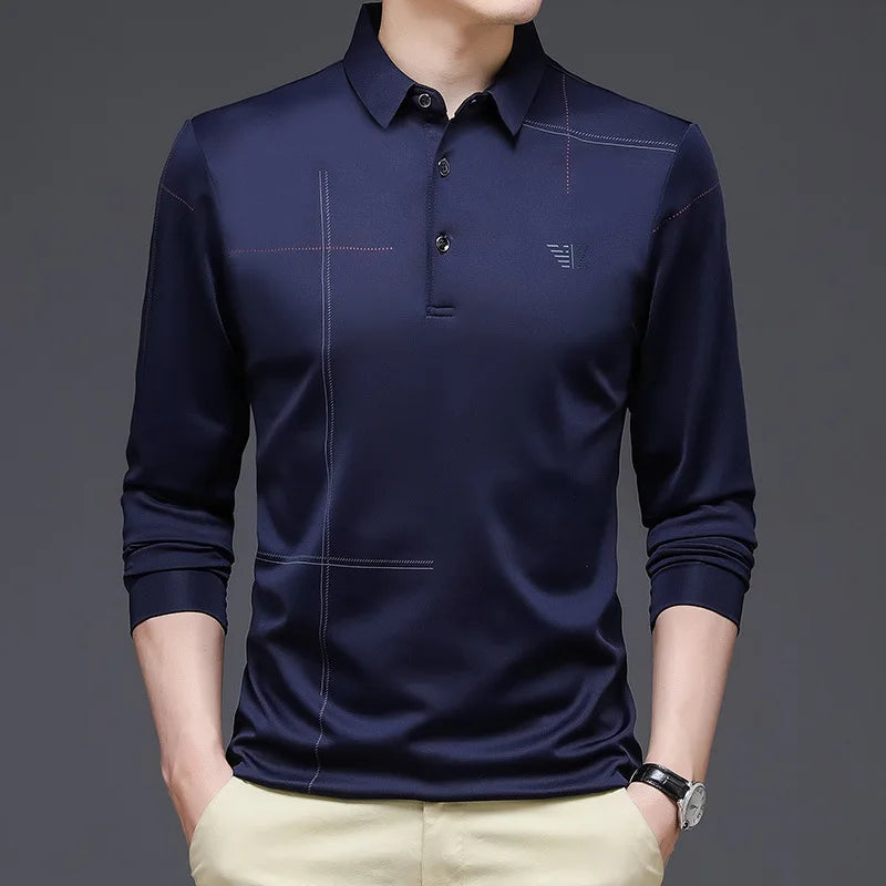 Camisa Polo Manga Comprida Masculina Luzzano LN052 com modelagem sofisticada, tecido premium e caimento impecável para um visual refinado.