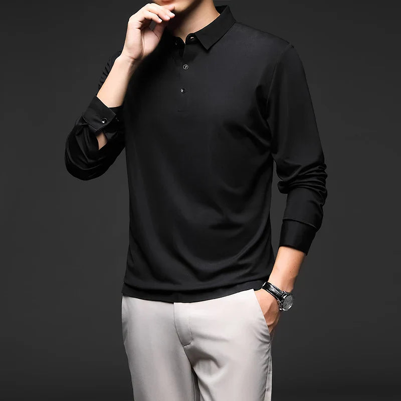 Camisa Polo Manga Comprida Masculina Luzzano LN051 em tecido premium, modelagem ajustada e acabamento impecável para um visual sofisticado.