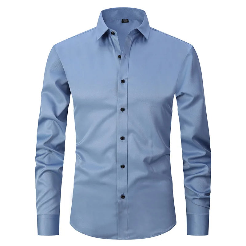 Camisa Social de Algodão Masculina Luzzano LN142, modelagem slim fit, tecido respirável, gola clássica e detalhes sofisticados para um visual impecável.