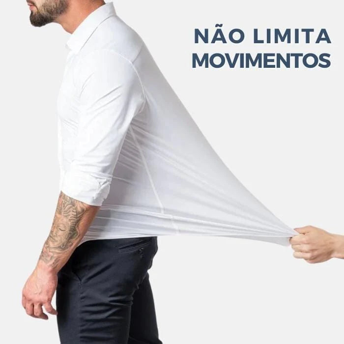 Camisa Social de Algodão Masculina Luzzano LN142, modelagem slim fit, tecido respirável, gola clássica e detalhes sofisticados para um visual impecável.