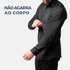 Camisa Social de Algodão Masculina Luzzano LN142, modelagem slim fit, tecido respirável, gola clássica e detalhes sofisticados para um visual impecável.