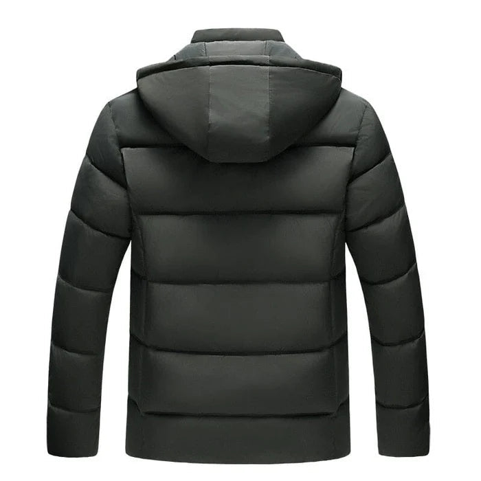 Jaqueta Masculina Inverno Luzzano LN089 acolchoada, com capuz removível e revestimento térmico para temperaturas de até -15ºC.