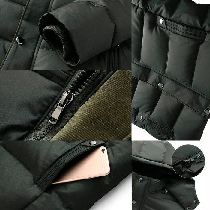 Jaqueta Masculina Inverno Luzzano LN089 acolchoada, com capuz removível e revestimento térmico para temperaturas de até -15ºC.