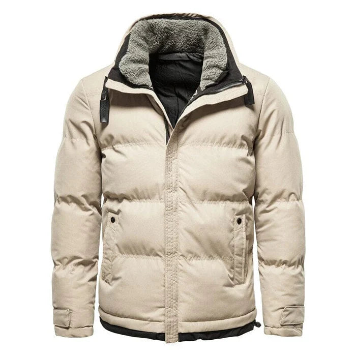 Jaqueta Masculina Puffer Forrada em Lã Luzzano LN118 com modelagem ajustada, capuz integrado e fechamento em zíper, garantindo proteção e estilo.