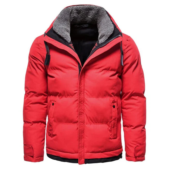 Jaqueta Masculina Puffer Forrada em Lã Luzzano LN118 com modelagem ajustada, capuz integrado e fechamento em zíper, garantindo proteção e estilo.