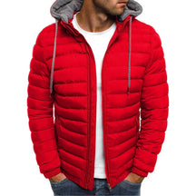 Jaqueta Puffer Masculina Luzzano LN108 em poliéster resistente, com forro de algodão, capuz removível e fechamento em zíper, ideal para o inverno.