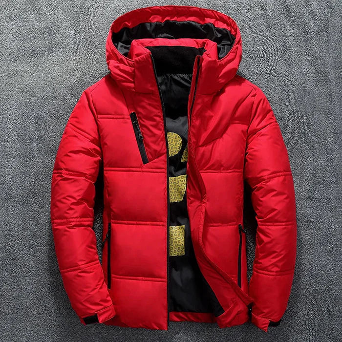 Jaqueta Masculina Puffer Luzzano LN161, confeccionada em poliéster resistente, com forro acolchoado, enchimento em algodão e fechamento em zíper para máximo conforto.