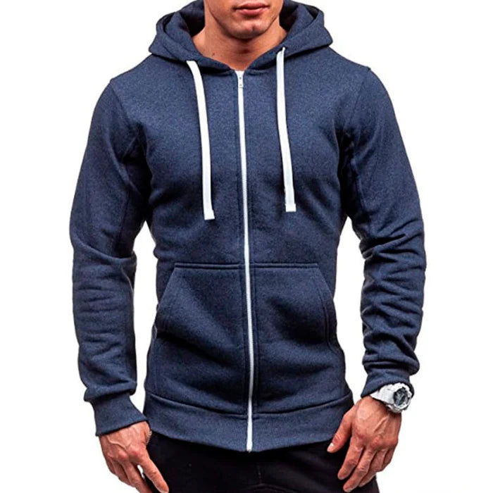 Jaqueta Moletom Masculina Luzzano LN092 com capuz ajustável, tecido macio e fechamento por zíper para um visual casual e funcional.