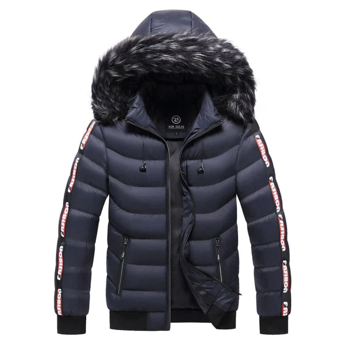 Jaqueta Puffer Masculina Luzzano LN112 com capuz forrado, design acolchoado e fechamento em zíper, ideal para enfrentar os dias frios com estilo.