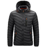 Jaqueta Puffer Masculina Luzzano LN090 com isolamento térmico em plumas, gola alta e fechamento em zíper para temperaturas de até -10ºC.