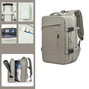 Mochila Viagem Moderna Luzzano LN425 confortável, com nylon resistente e USB embutido, perfeita para viagens ou trabalho com estilo e praticidade.