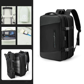 Mochila Viagem Moderna Luzzano LN425 confortável, com nylon resistente e USB embutido, perfeita para viagens ou trabalho com estilo e praticidade.