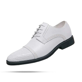 Derby Masculino Luzzano LN362 versátil, com couro texturizado e cadarço trançado, ideal para visuais casuais e sociais em branco, marrom e preto.