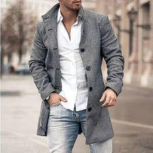 Sobretudo Masculino em Lã Luzzano LN206, ideal para climas frios, com fechamento de botões e design elegante.