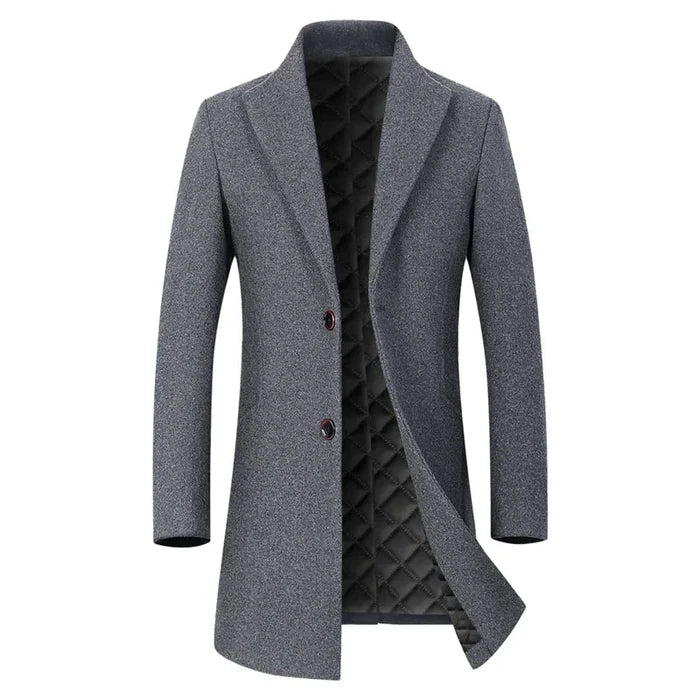 Sobretudo Masculino Luzzano LN239, com lã, algodão e forro acolchoado, ideal para o inverno europeu com um design sofisticado.