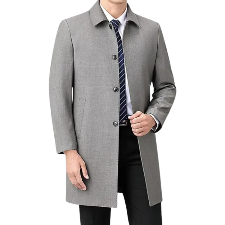 Sobretudo Masculino Luzzano LN234, com lã batida e nylon interno, ideal para eventos formais e climas frios, proporcionando sofisticação.
