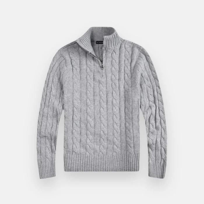 Suéter Masculino em Tricot Luzzano LN018, confeccionado em tricot premium, com meio zíper, toque macio e modelagem ajustada para um visual sofisticado.