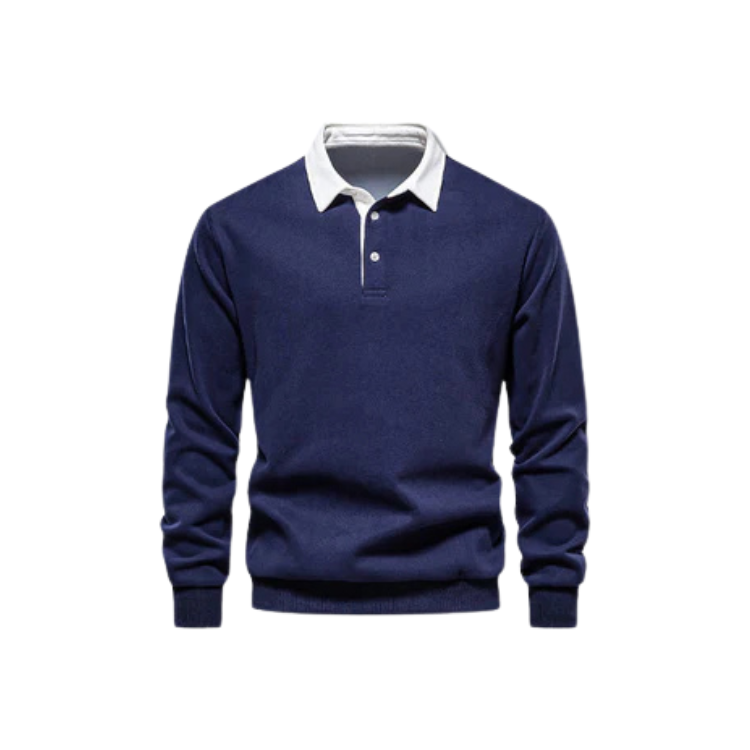 Suéter Masculino Gola Polo Luzzano LN021, confeccionado em tecido premium, com gola polo clássica, modelagem confortável e acabamento sofisticado.