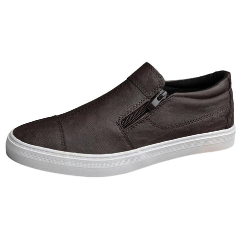 Tênis Slip On Luzzano LN329 masculino, casual elegante, com couro premium e zíper, perfeito para visuais sofisticados com conforto.